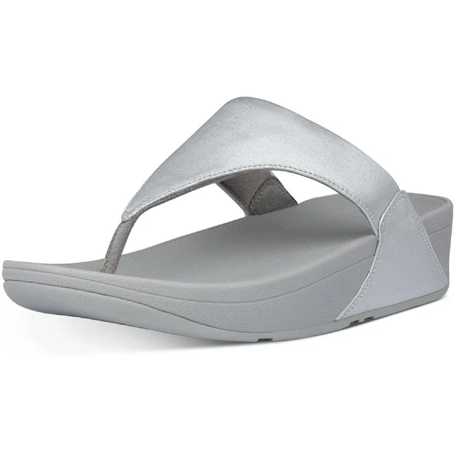 Fitflop Womens Lulu Leather Slip On Wedge Thong Sandals Shoes BHFO 7592