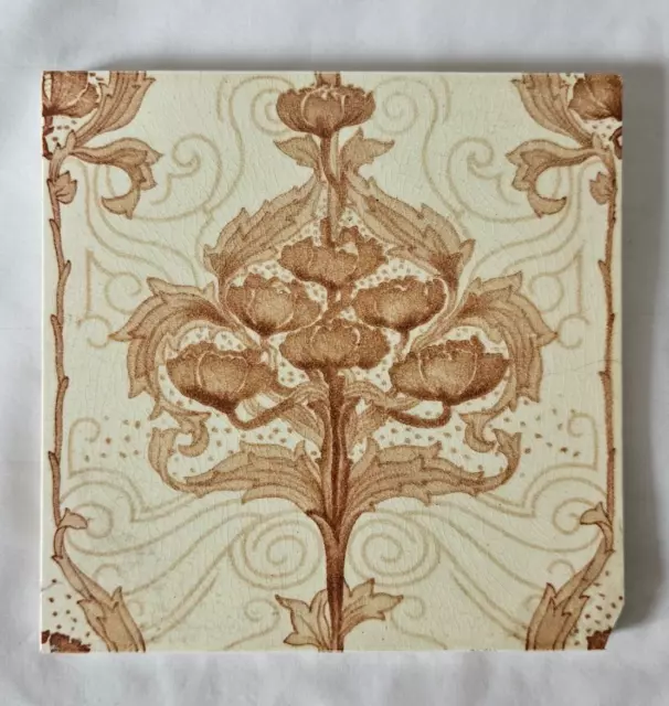 Elegant Minton Floral Design 6 Inch Tile Art Nouveau Period(A)