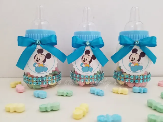 Baby Shower 12 Baby Mickey Mouse Favor Bottles Prizes Games Boy Blue Decorations