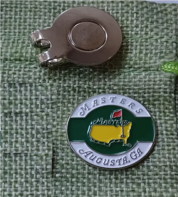 A 25mm diameter Masters Golf ball Marker with magnetic clip