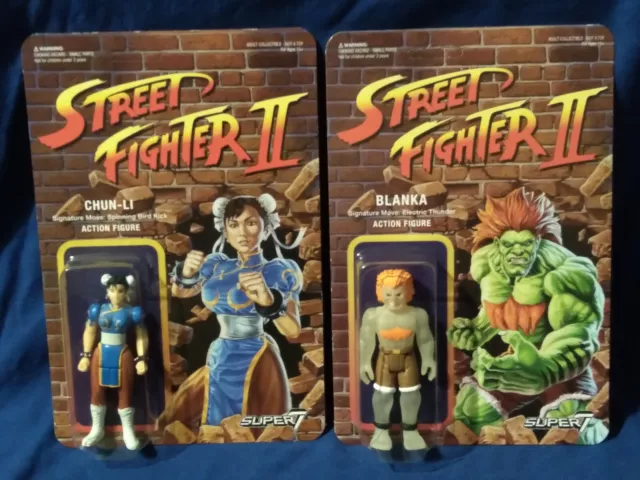 Super7 Reaction Street Fighter 2 MIB Lot - Ryu, Chun-li, Blanka