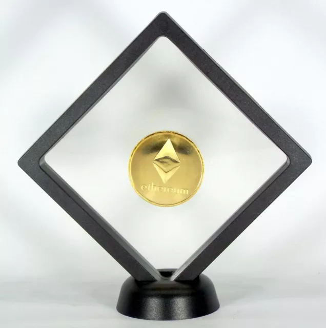 ✅ Ethereum Coin Gold Floating Coin Display - Collector Commemorative Round
