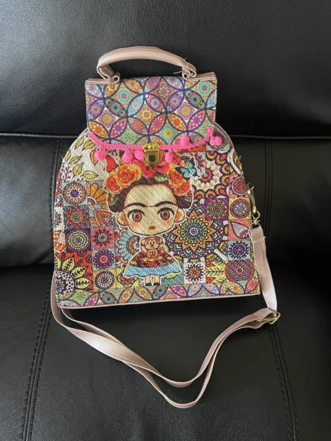 Mexican Frida Kahlo Backpack Animated Female Artist Shoulder Bag