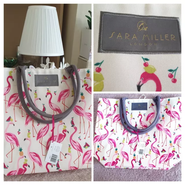 NEW WITH TAGS Sara Miller Flamingo Tote Bag Designed Exclusively for Waitrose