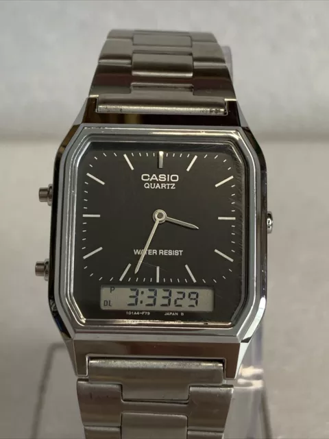 Casio Mens Silver Analog & Digital Retro Watch. AQ-230.