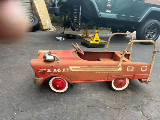 Vintage Pedal Fire Truck 1960'S Flat Face Fire Truck Pedal Car Murray Pedal Car