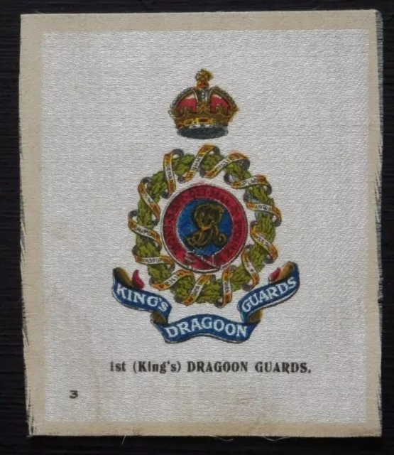 1st Kings DRAGOON GUARDS Original WWI Silk issued 1914 Large 70mm x 76mm