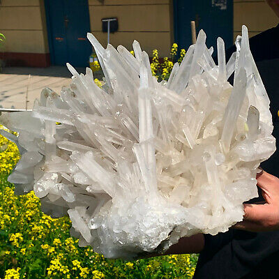 34LB  A+++Large Natural white Crystal Himalayan quartz cluster /mineralsls