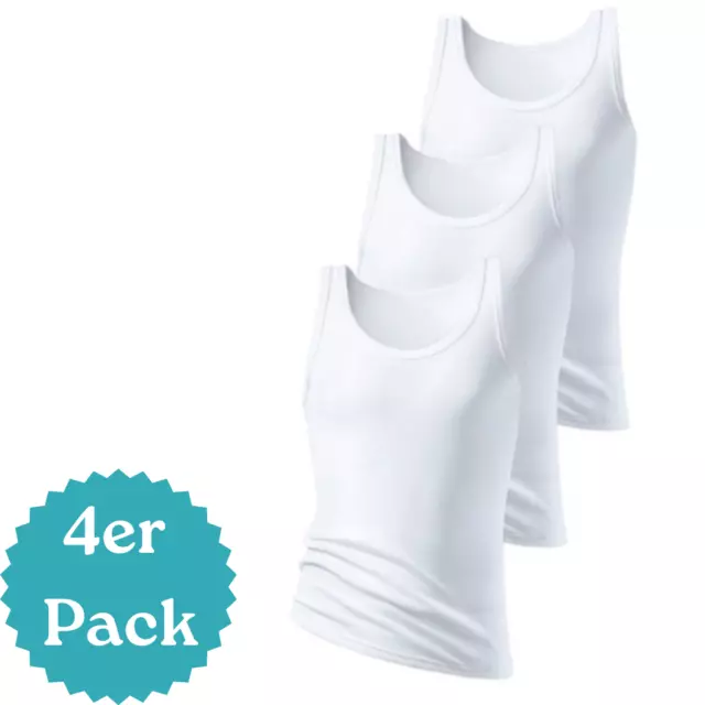 4er Pack Herren Unterhemden Baumwolle Doppelripp Tank Top Achselhemd  Gr: 5S-3XL