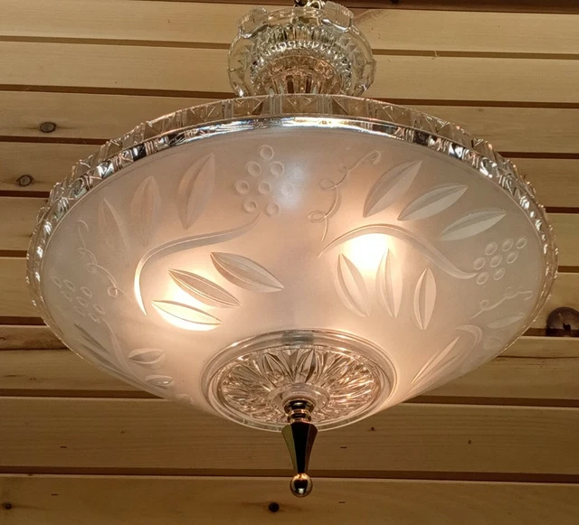 ANTIQUE/VTG 1920S40S ART Deco, Nouveau Glass Ceiling Light Fixture