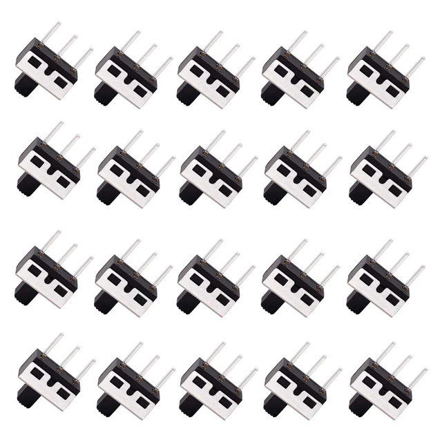 20Pcs Vertical Slide Switches Micro High Knob 3 Pin 2 Position 1P2T SPDT Toggle