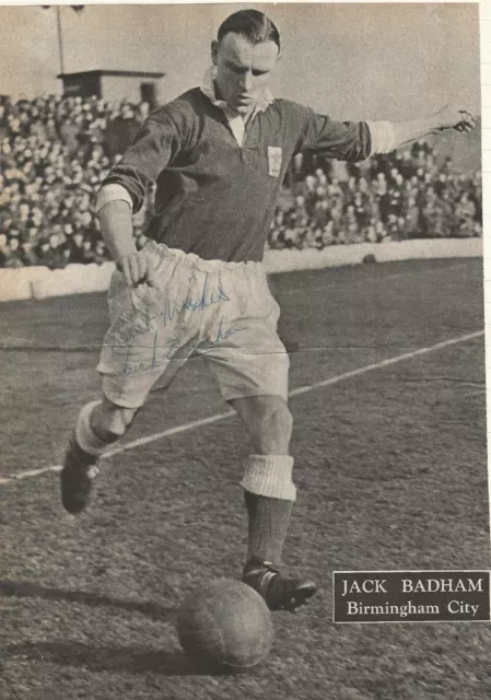 Jack Badham Birmingham City 1947-1957 Rare Original Autographed Large Picture