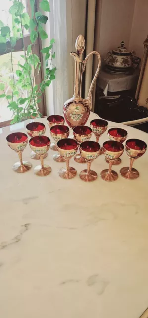 Bicchieri Murano Anni 50 Originali Vetro Soffiato Inserto Oro Zecchino 24