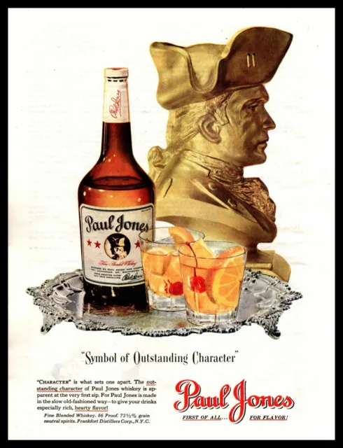 1947 Paul Jones Blended Whiskey "Symbol Of Outstanding Character" Print Ad