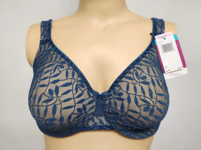 BRA UW OLGA 35519 Sheer Leaves Minimizer Lace Positively Fitting 410 Deep Teal