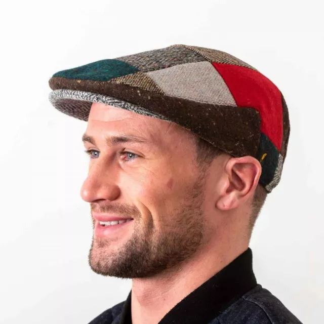Irish Tweed Patch Cap Irish Patchwork Hat with from Ireland Red Patch feature