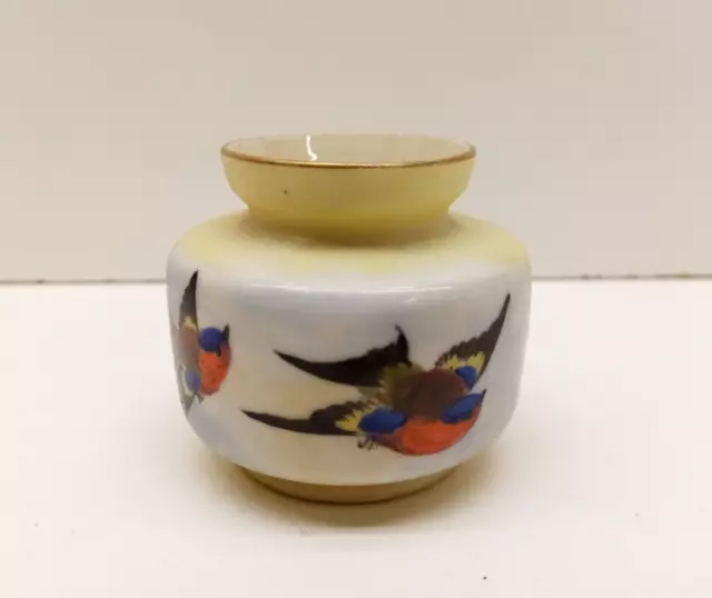 Antique c.1900 Royal Locke & Co. Worcester Vase Porcelain Eurasian Bullfinch