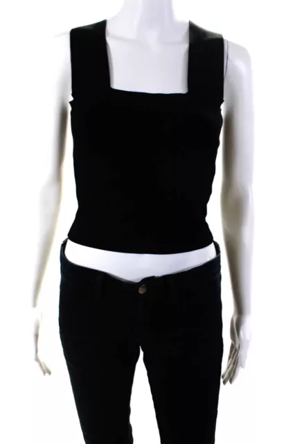 ALC Womens Sleeveless Square Neck Knit Crop Top Black Size Extra Small