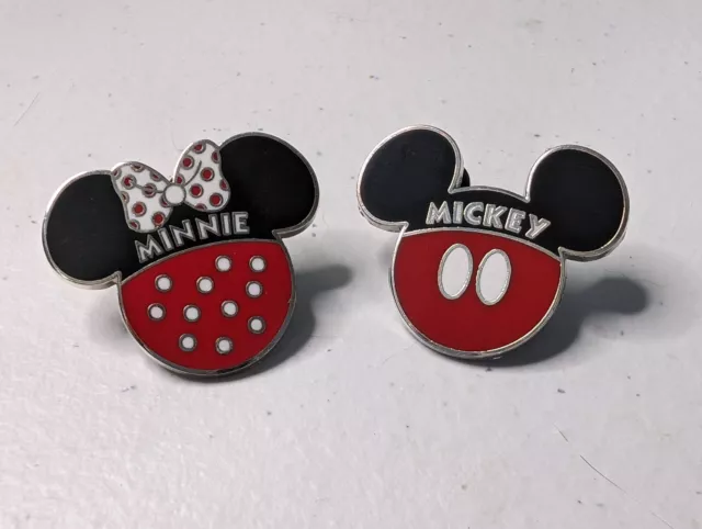 Disney Pin Minnie and Mickey Mouse Ear Icon Lot of 2 Pins