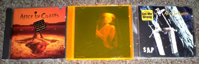 (3) ALICE IN CHAINS CDs - NOTHING SAFE (ORANGE CASE), DIRT & SAP EP w/HYPE !!