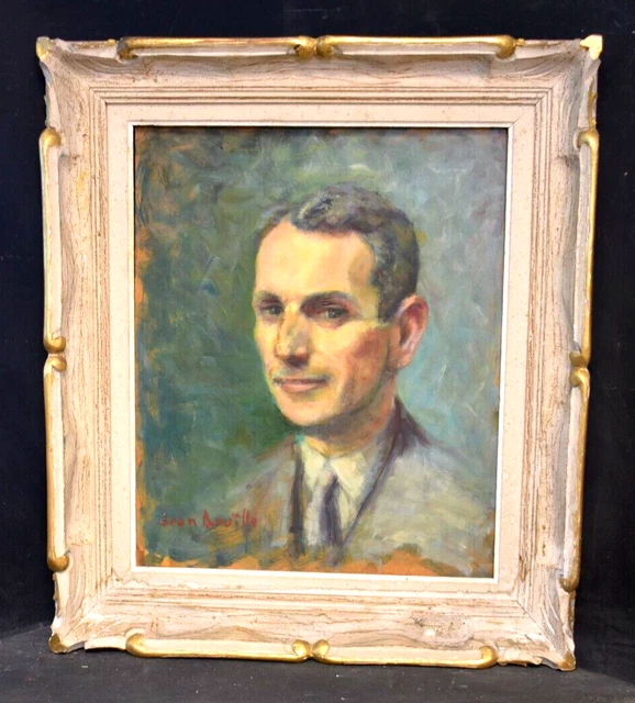 Tableau ancien huile signé portrait homme signé Jean DEVILLE (1901-1972)