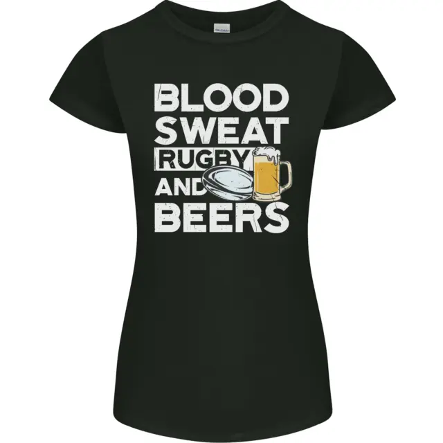 Blood Sweat Rugby and Beers Funny Womens Petite Cut T-Shirt