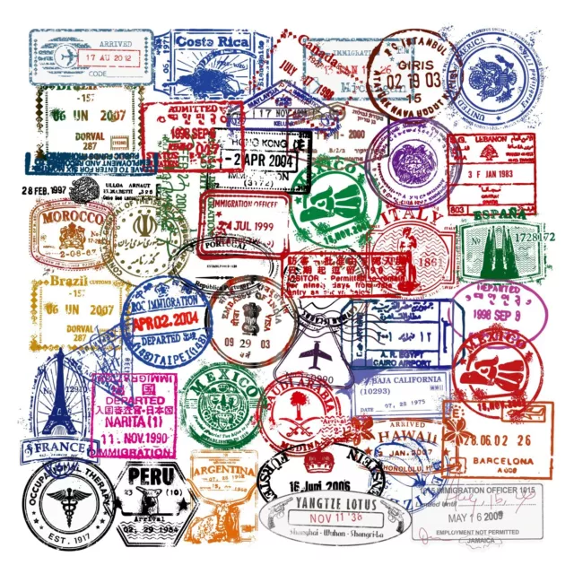 150pcs Retro Postmark Stickers Travel Luggage Case Notebook Handbook Stickers