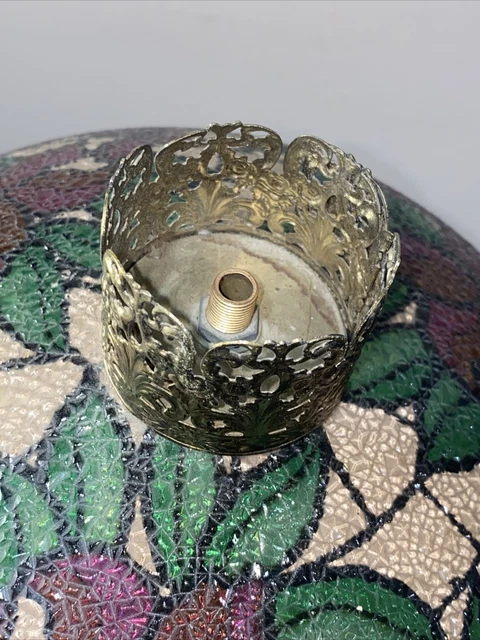 Vtg Brass Gold Filigree Table Lamp Tiffany Style Victorian Floral 18” Ornate 8