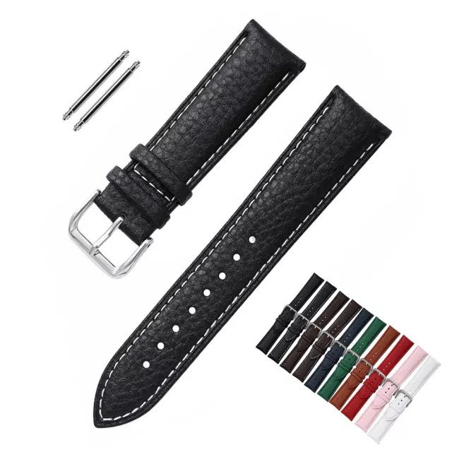 Men's Two-piece Genuine Leather Watch Strap Band 12 14 16 18 19 20 21 22 24mm