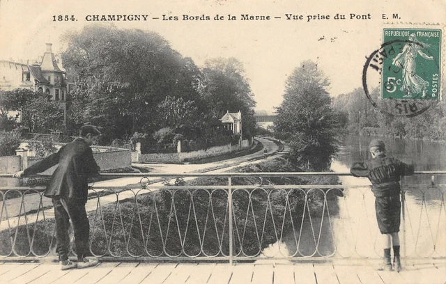 Cpa 94 Champigny Les Bords De La Marne Vue Prise Du Pont