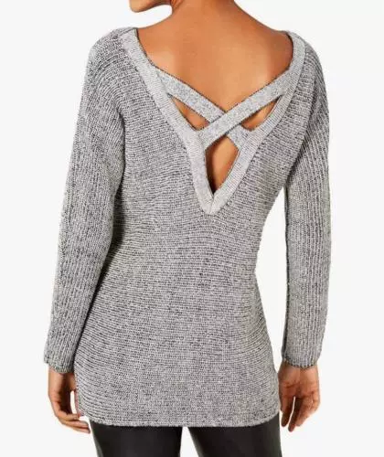 Bar III Sweater Crisscross Back Gray Pullover Sz XL NEW NWT 219