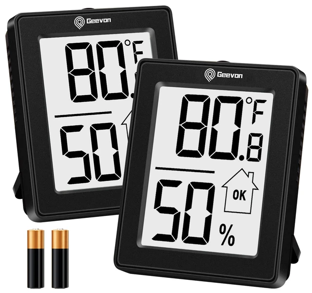 2 Pack Humidity Gauge Room Thermometer Hygrometer Indoor with Battery,Digital Hu