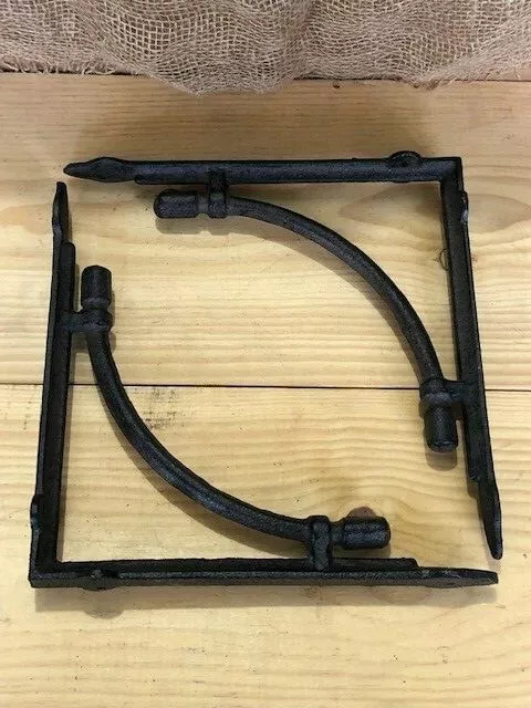 8 LARGE Shelf Brackets Corbels Wall Cast Iron Rustic Farmhouse 10" X 10" !!