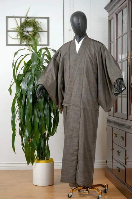 Dear Vanilla Japanese Silk Kimono Men's Robe Gown Authentic Japan Vintage Mint
