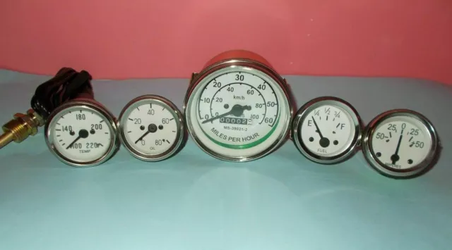 Willys MB Jeep Ford GPW Messgeräte-Set – Tachometer + Temperatur + Öl +...