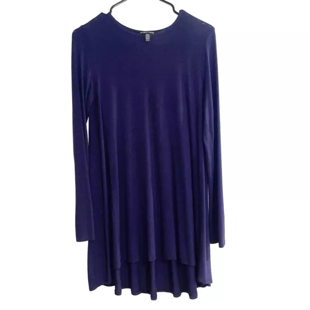 Eileen Fisher XS Navy Oversized Stretch Long Sleeve Tunic Top Viscose Spandex