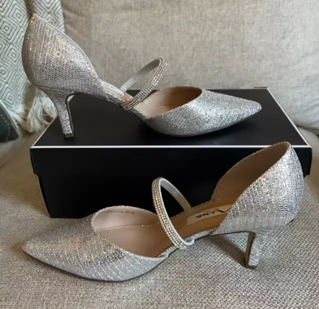 NEW Nina Evening Shoes 7M Brystol Silver Duchess d’Orsay pointy-toe Pump