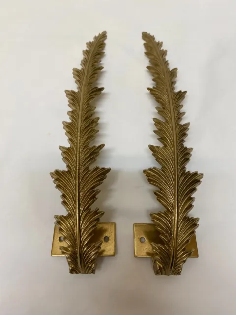 Vintage Pair of Gold Toned Leaf Style Curtain Tie Backs