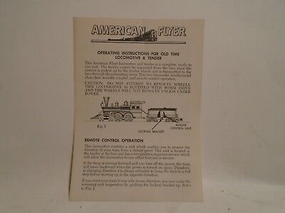 Original American Flyer #M-4472 Instructions For Old Time Loco & Tender Mint