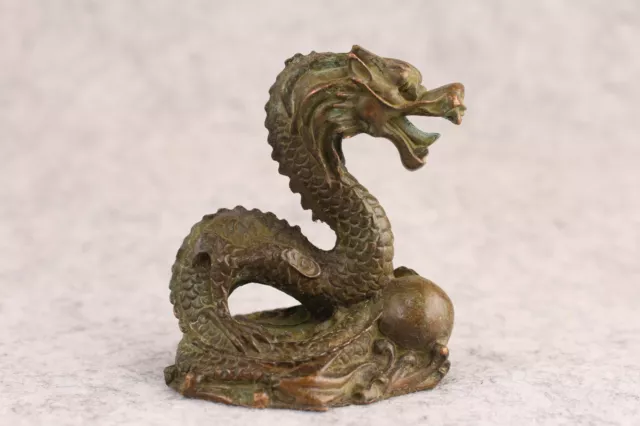 Chinese Bronze collectable handmade dragon statue figure table decor ART 2