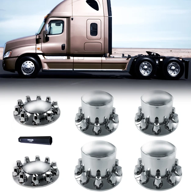 CHROME SEMI TRUCK Hub Cover Wheel Axle Covers Center Caps w/ 33mm Lug