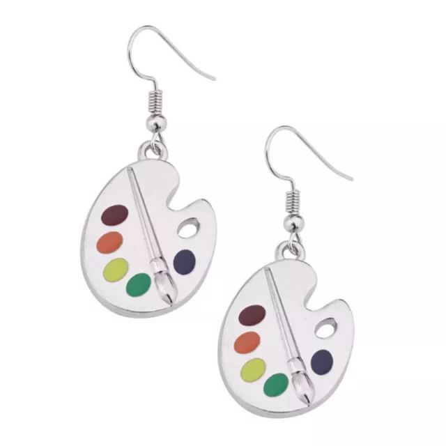 Colorful Paint Palette Drop Earrings Artist Painter Hook Earrings Jewelry