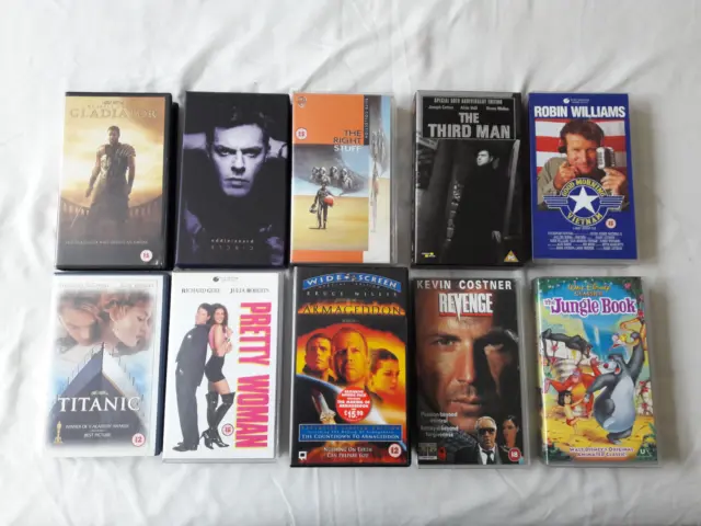 VHS Video Bundle Job Lot of Various Entertainment (Light) Classic Titles (10)