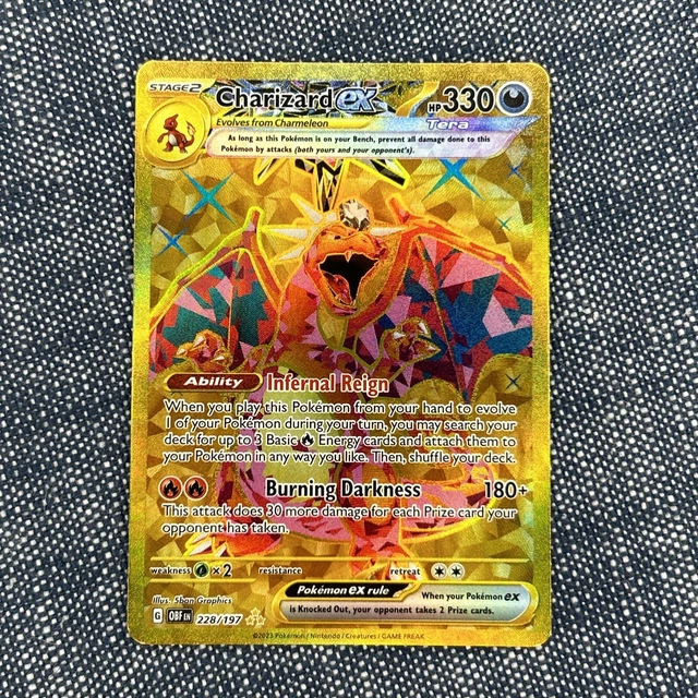 here's the hyper-rare charizard-ex code in pokemon tcg... POKÉMON TCG CHARIZARD ex SV03: Obsidian Flames 228/197 Holo Hyper Rare ...