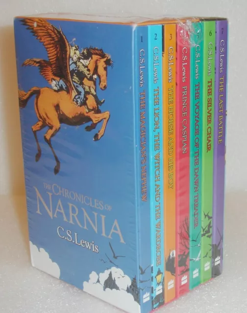 Chroniken von Narnia BookS C.S. Lewis 7 Buch Set Box Zellophan verpackt NEU