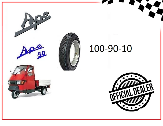 Ape 50 Frizione Kit 3 Gomme Pneumatici Rinforzati 100/90-10 Per Piaggio Ape 50 - Marca Deestone Gomme Moto Pirelli