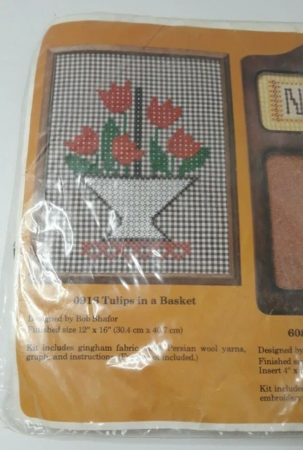 Kit de punto de cruz The Creative Circle 916 tulipanes en una canasta sellado nuevo vintage