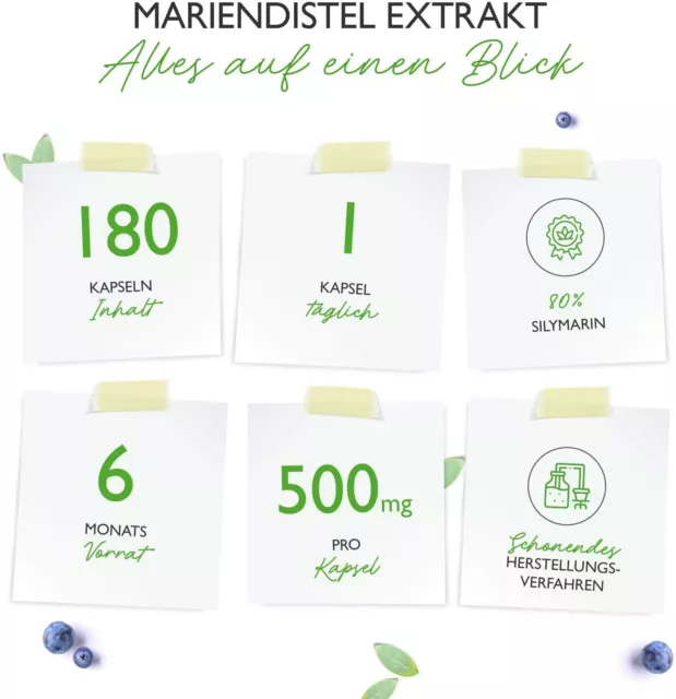 3x Mariendistel Extrakt = 540 Kapseln - 500mg - 80% Silymarin - Leber Vegan 2