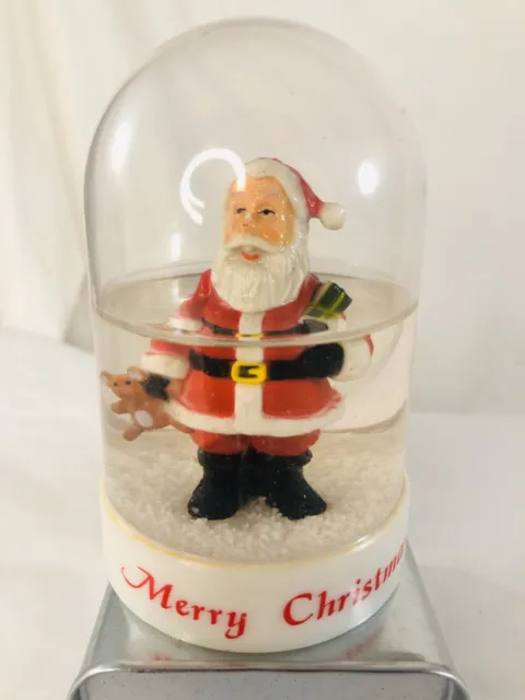 Vtg Snow Dome Globe Ceramic Santa Plastic Snowdome Snowglobe