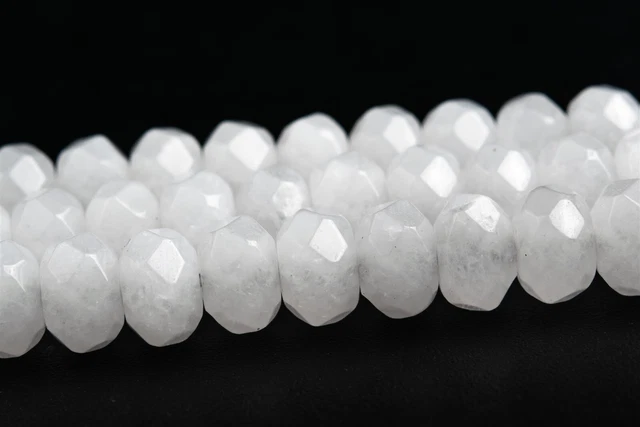 Natural White Jade Beads Grade AAA Faceted Rondelle Loose Beads 6x4MM 7-8x5MM